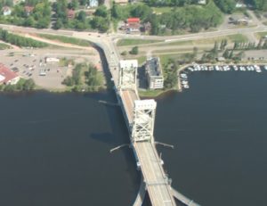Portage Lake Lift Bridge, aerial shot